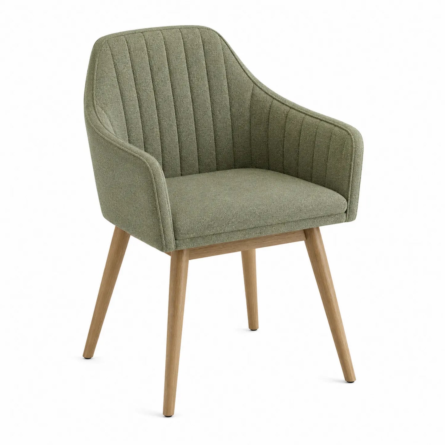 Silla de comedor de poliéster verde con patas de madera de haya