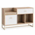 Archivador de Madera y MDF Blanco y Roble 120x40x90 cm