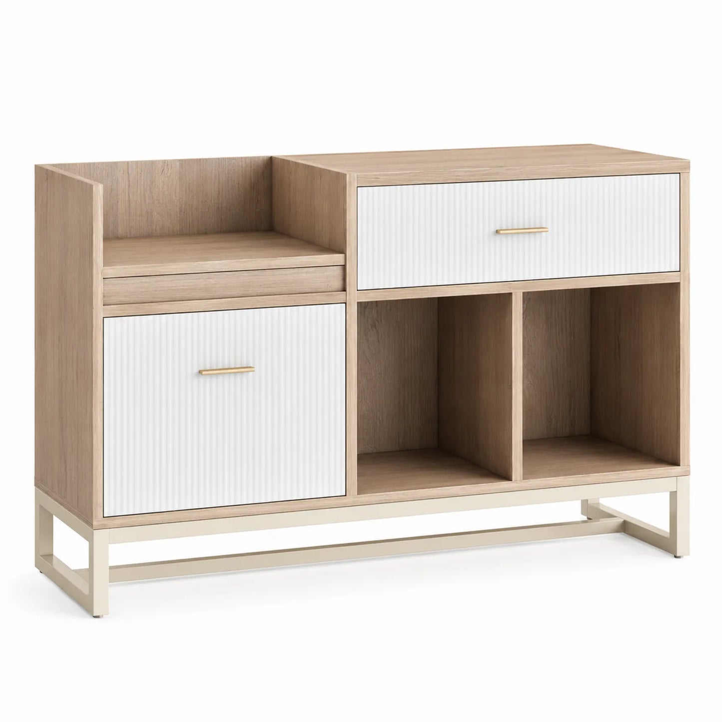 Archivador de Madera y MDF Blanco y Roble 120x40x90 cm