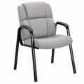 Silla de oficina con estructura de metal y asiento de tela gris