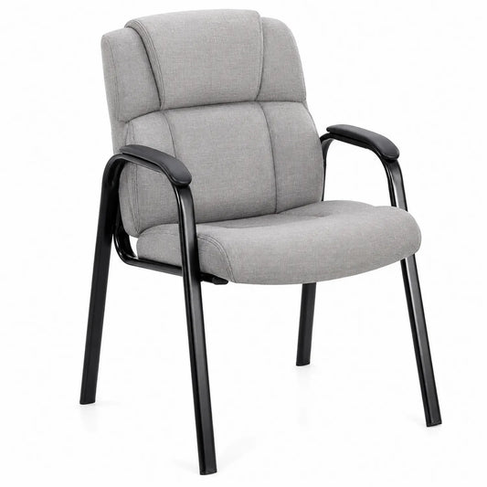 Silla de oficina con estructura de metal y asiento de tela gris