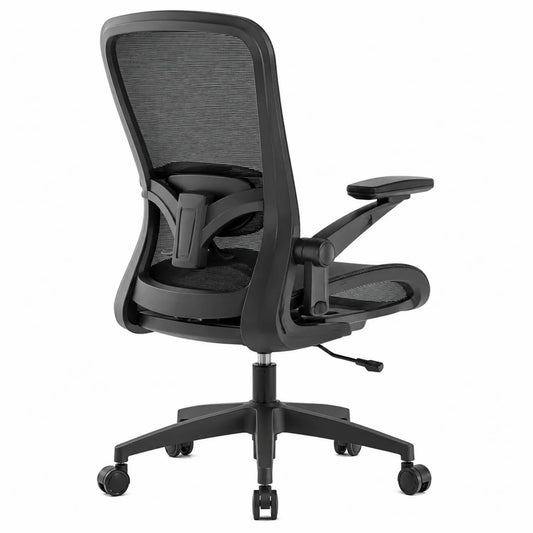 Silla Ergonómica de Malla Negra con Ruedas