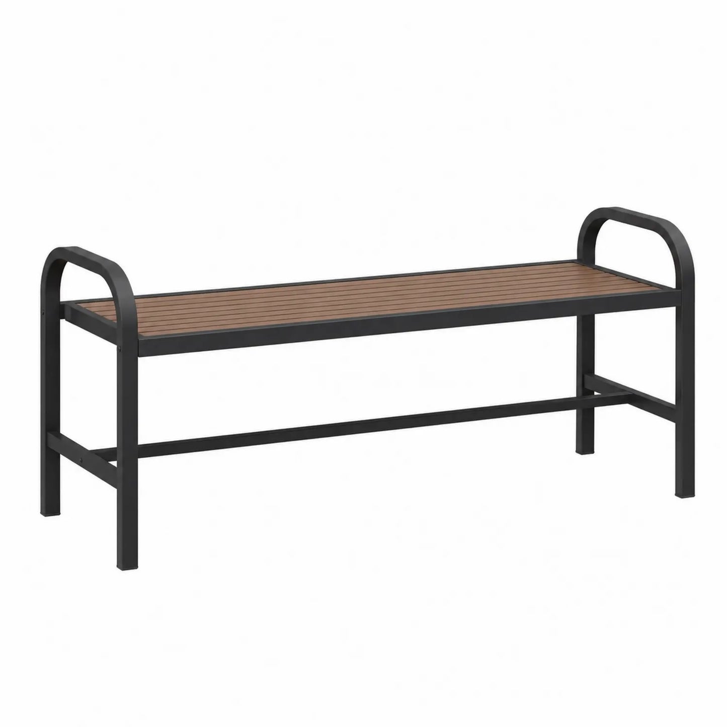 Banco de exterior de aluminio y madera negro 120 cm