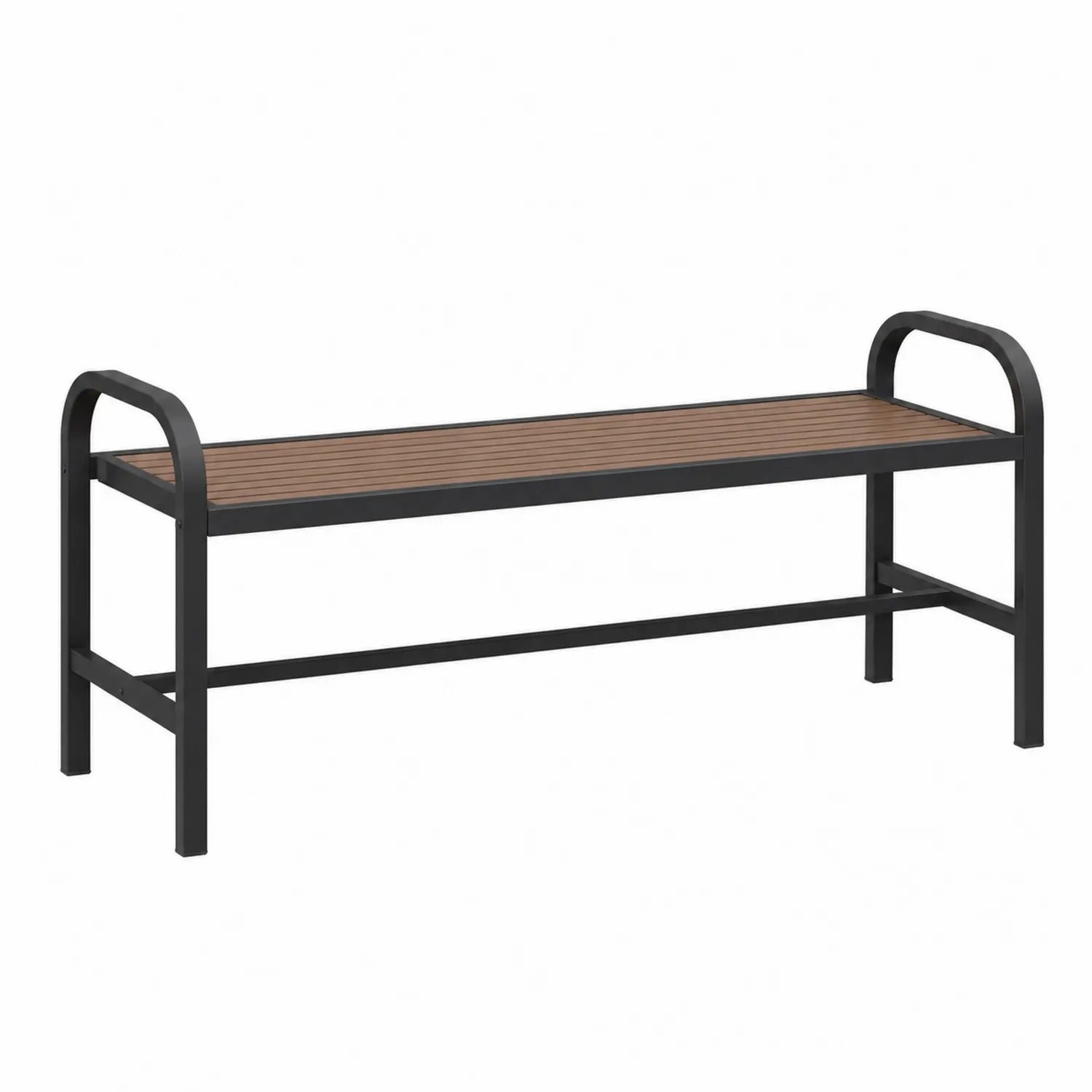 Banco de exterior de aluminio y madera negro 120 cm