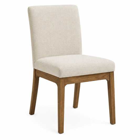 Silla de madera y tela beige 85x45x50cm