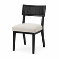 Silla de comedor de madera con respaldo negro y asiento en beige 85 cm