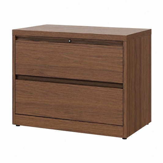 Archivador de dos cajones de madera marrón
