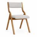 Silla de madera con asiento de tela beige 80 cm