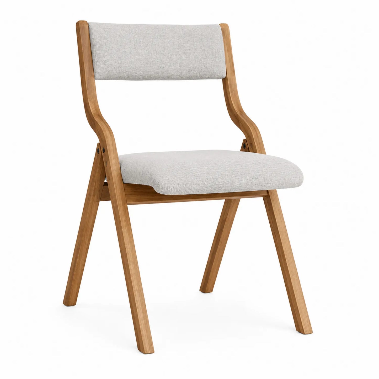 Silla de madera con asiento de tela beige 80 cm