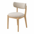 Silla de comedor de madera maciza tapizada en beige