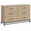 Cómoda de Madera con 6 Cajones y Base Metálica Roble