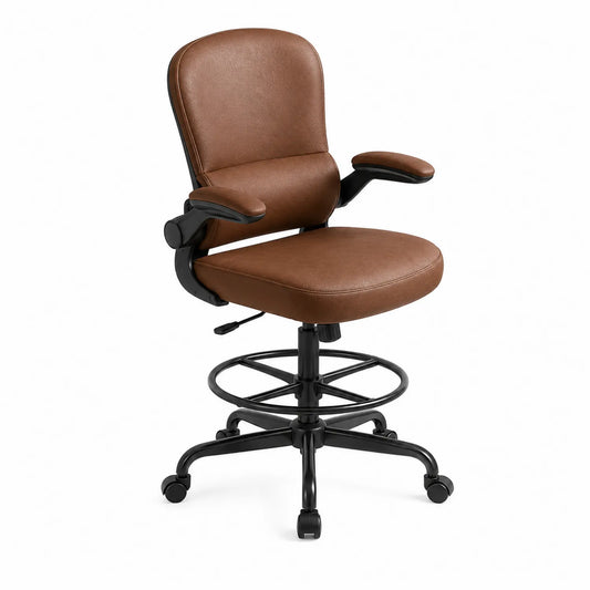 Silla de oficina ajustable de PU Marrón y metal